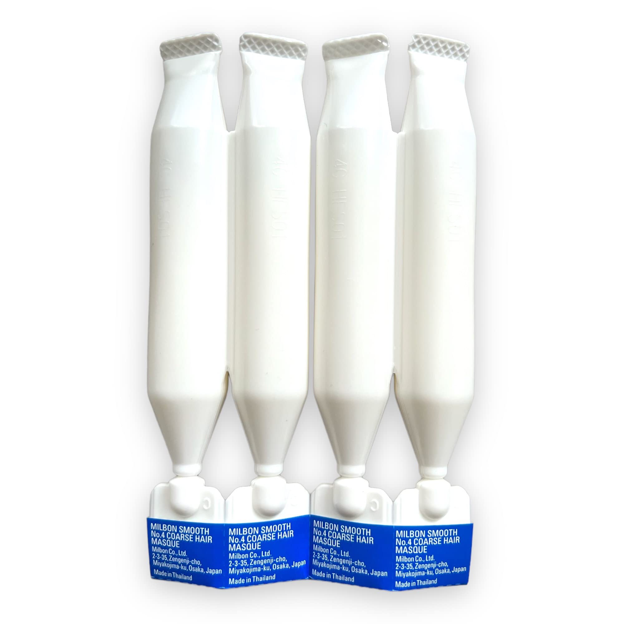 Milbon Smooth No.4 Weekly Booster packaging highlighting a four-dose kit for at-home conditioning
