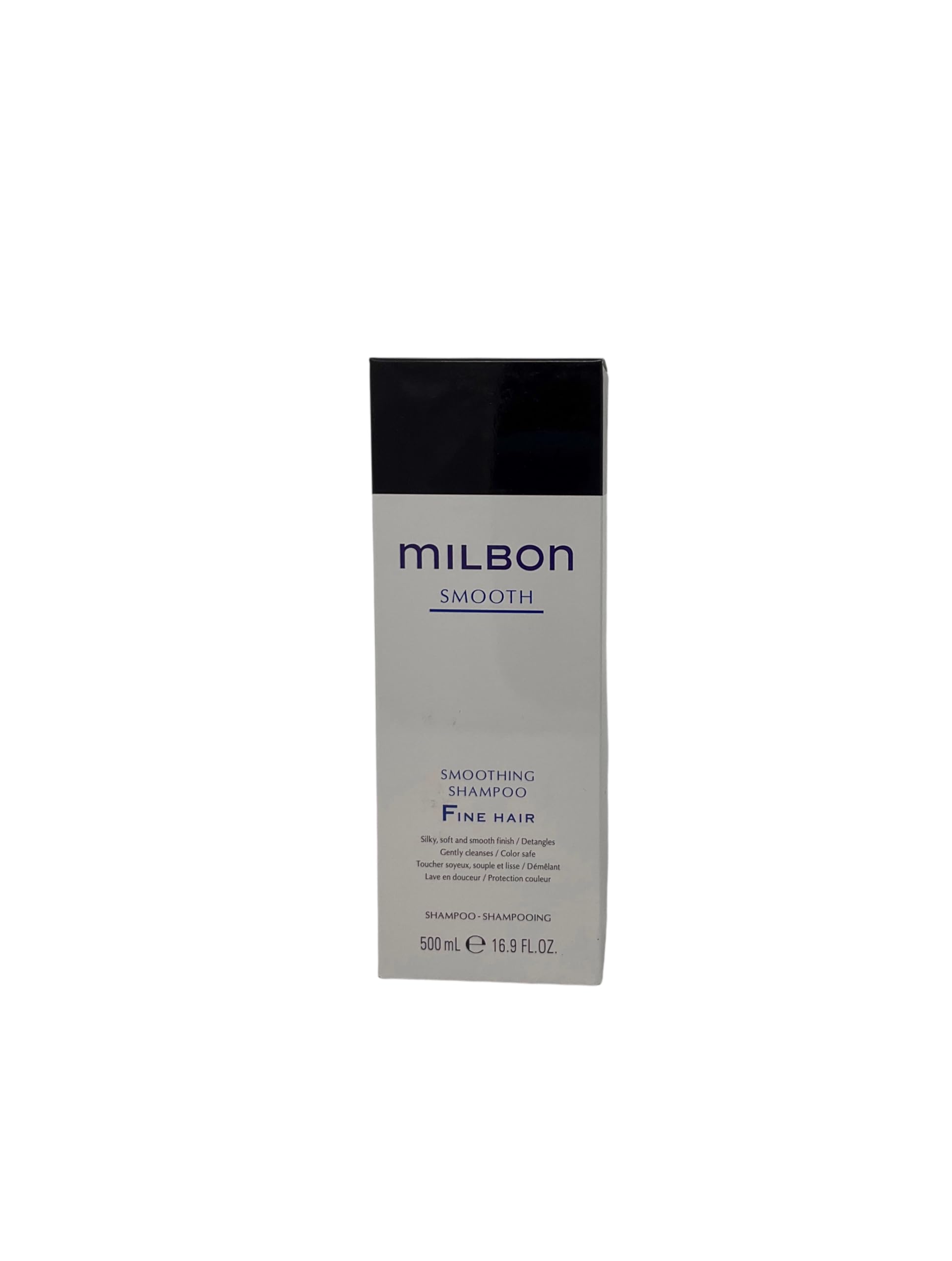 Milbon Smooth Shampoo bottle front view, large 16.9 oz for daily smoothing.