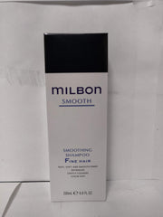 Milbon Smooth Smoothing Shampoo for fine hair bottle delivers silky, detangled strands for daily styling.