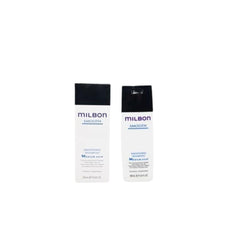 Milbon Smooth Smoothing Shampoo bottle close-up; showcases product design and frizz-control promise.