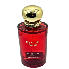 Milestone Equator Rouge bottle on vanity exudes luxury for daily elegance.
