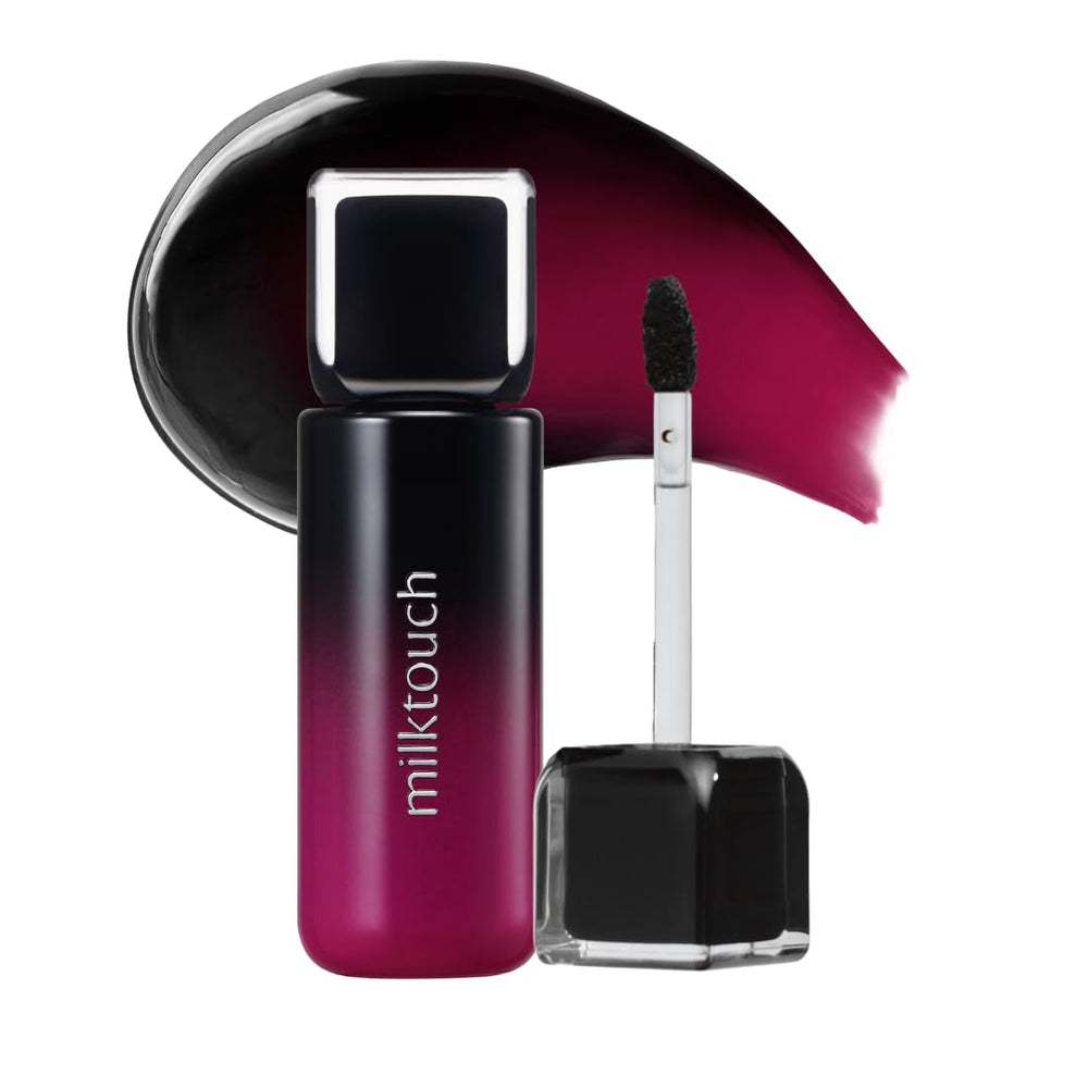 MILKTOUCH packaging for Black Peel Off Lip Tattoo shows shade and branding.
