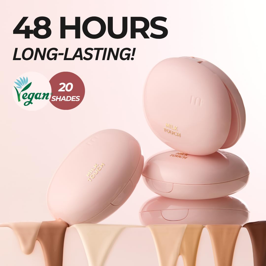 MILKTOUCH cushion foundation dispenser showing buildable coverage