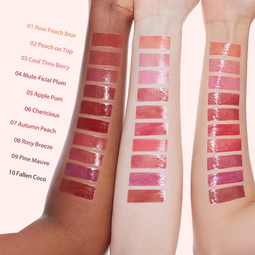 MILKTOUCH Jelly Fit Lip Tint 10-shade collection swatches.