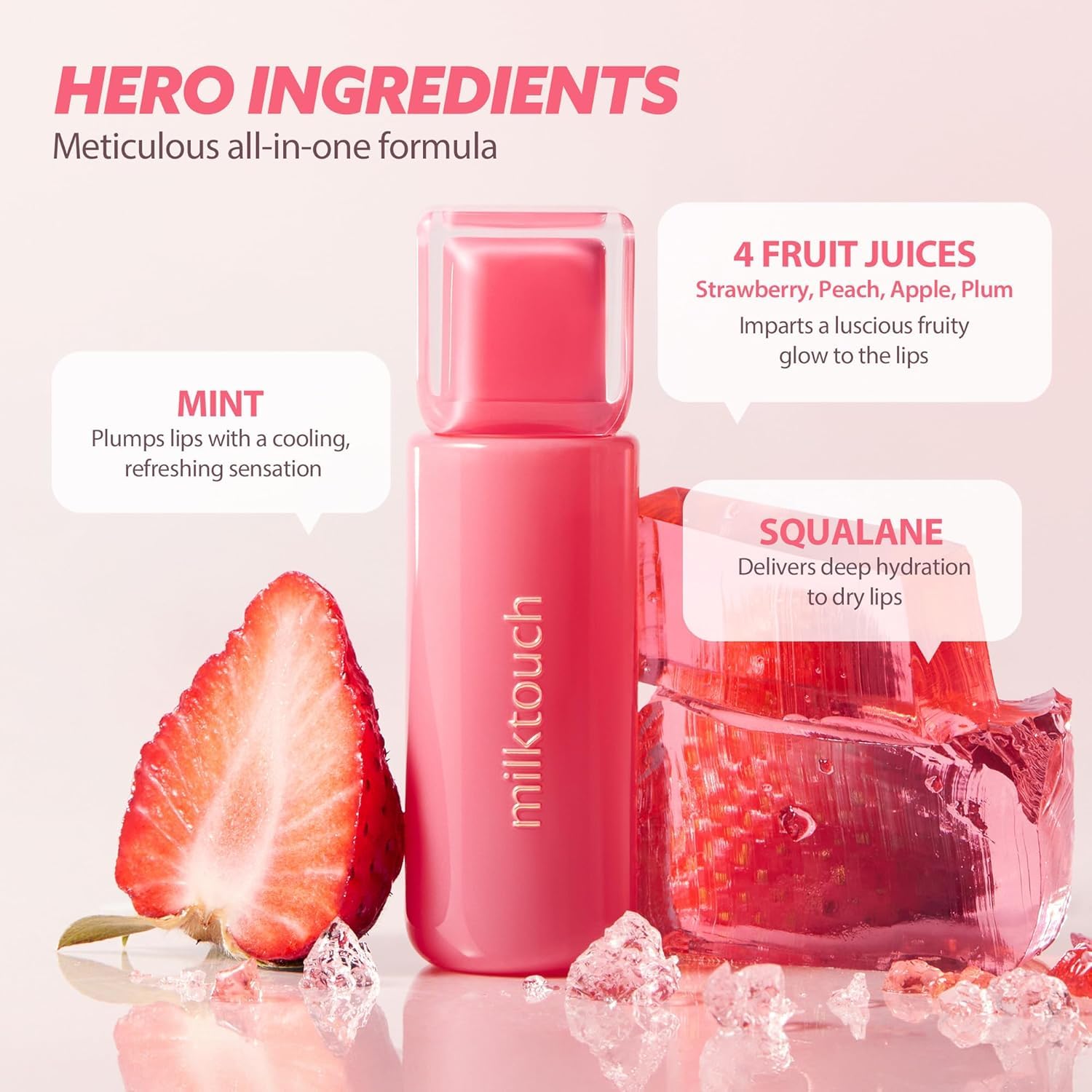 MILKTOUCH Korean beauty trend lip tint packaging and shade range.