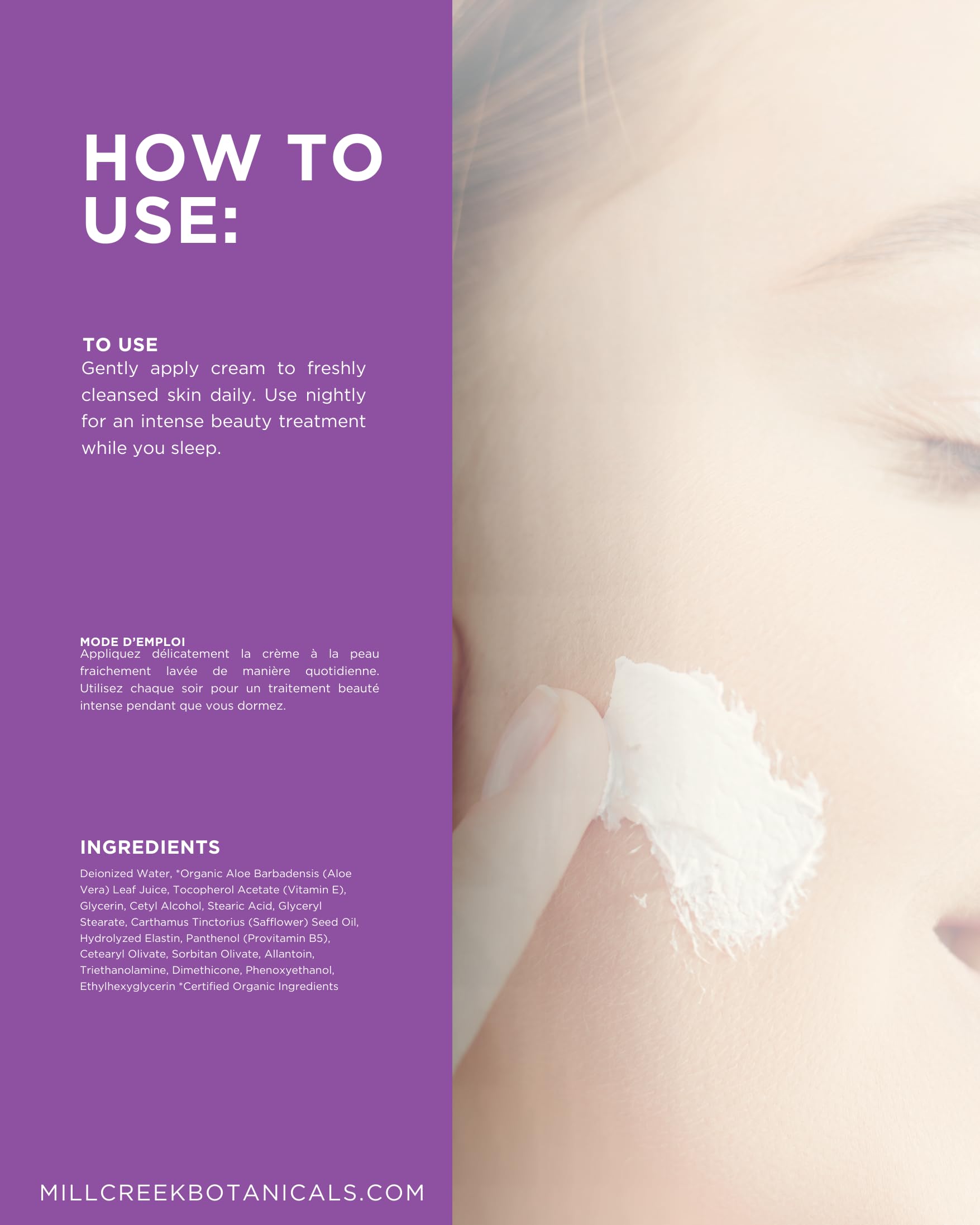 Mill Creek Elastin Cream dispense close-up demonstrates easy application