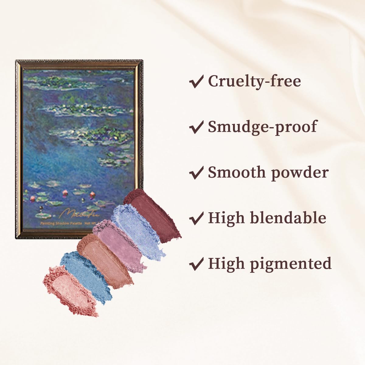 MilleFée Painting Eyeshadow Palette 6g of pigment for daily use.