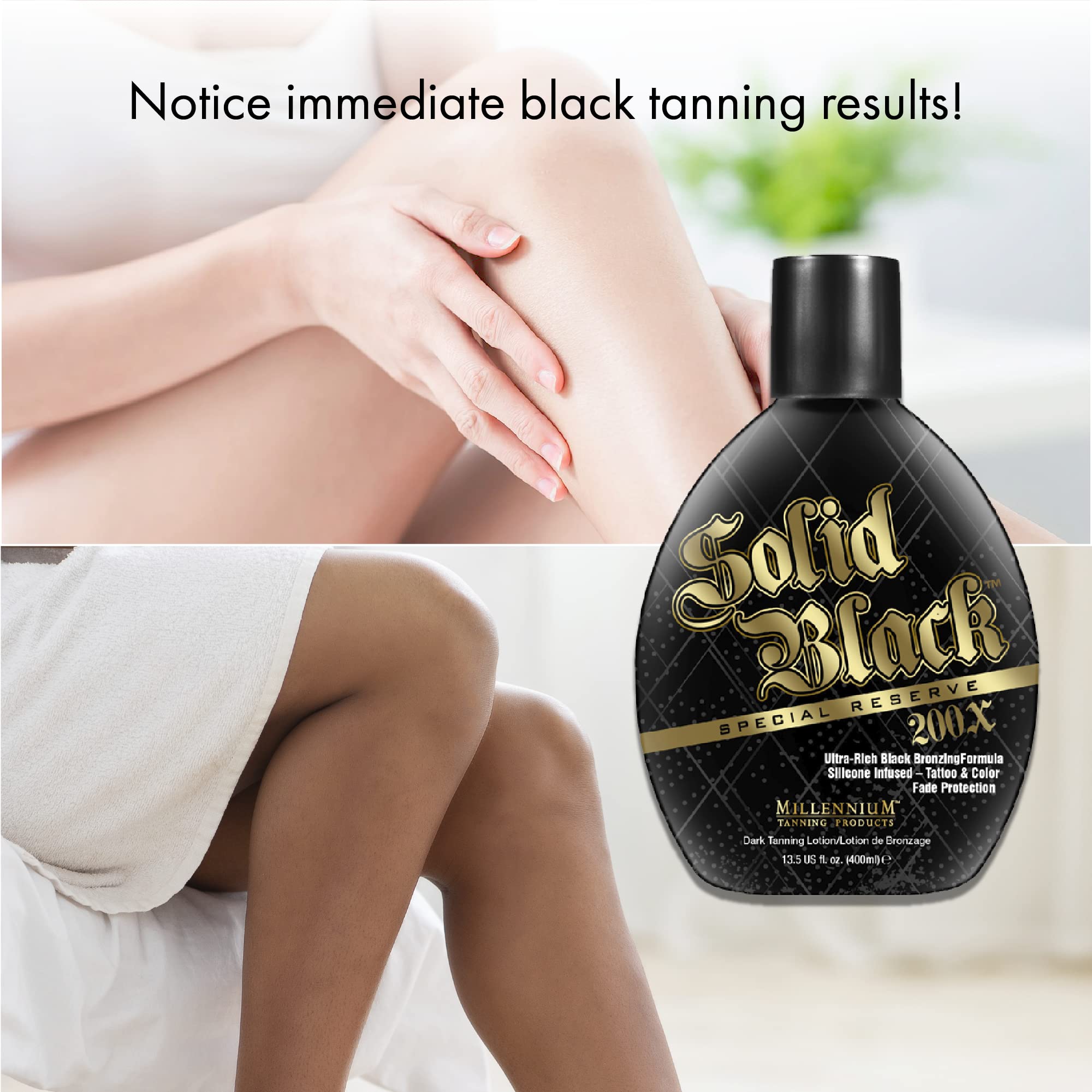 Millennium Tanning bronzer application demonstrates smooth, even coverage for a natural tan