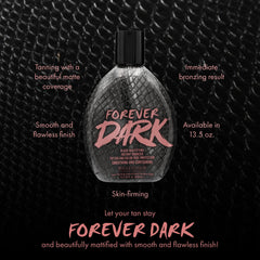 Millennium Tanning Forever Dark lotion pump highlights matte finish and smooth skin.