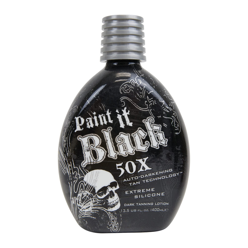 Millennium Tanning Paint It Black 50x bottle pour for fast bronze enhancement.