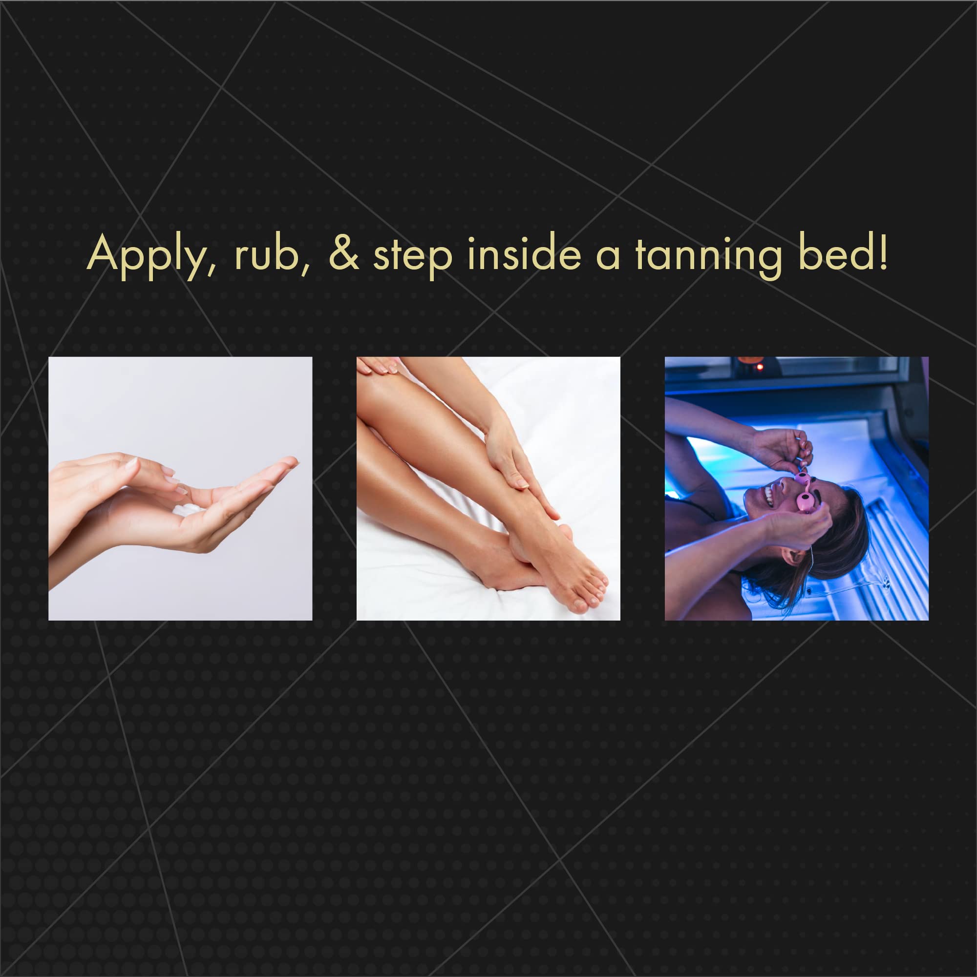 Millennium Tanning Solid Black 200X skin-firming glow boosts radiant, taut-looking skin