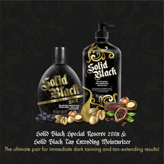 Millennium Tanning Solid Black 200X bronzer spread shows rich color payoff