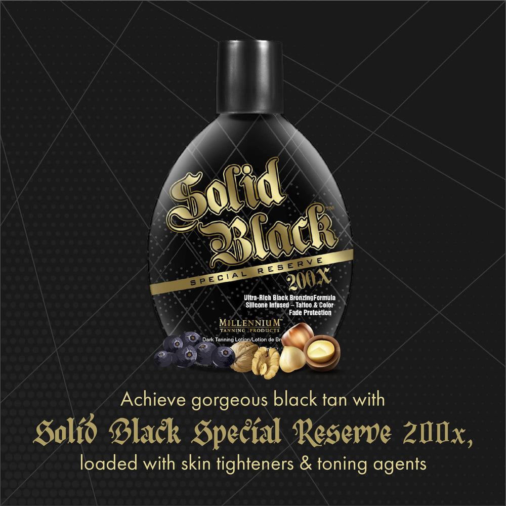 Millennium Tanning Solid Black 200X premium tan conveys a high-end tanning experience
