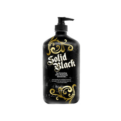 Millennium Tanning Solid Black Tan Extender bottle, hydrating formula for smooth skin.