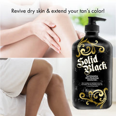 Millennium Solid Black Tan Extender cream texture on skin for even coverage.