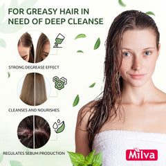 Milva Nettle Shampoo nettle ingredient closeup hints nourishing nutrients for hair.