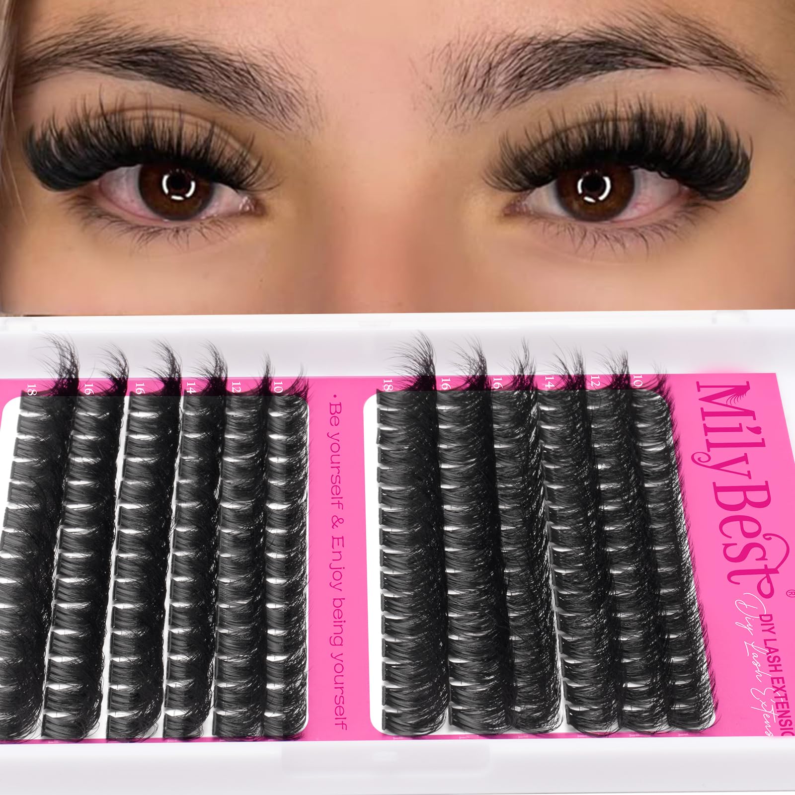 MilyBest Fluffy Lash Clusters application demo for easy DIY lash extensions