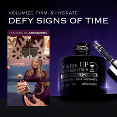 Applying Mimmua Volume Up Time Block Serum on the face for wrinkle targeting