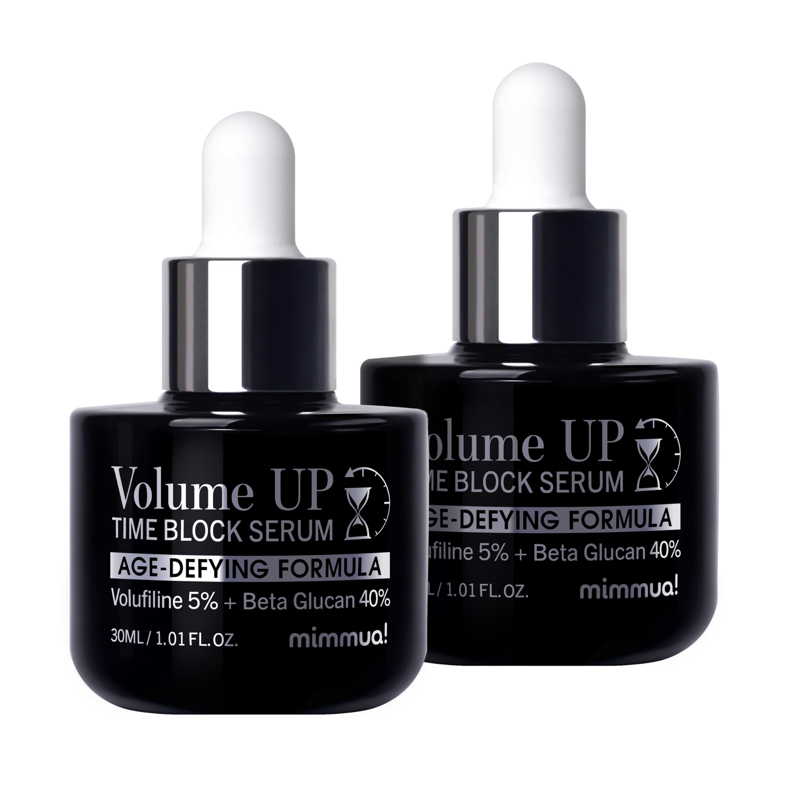 mimmua Volume Up Time Block Serum bottle for daily anti-aging care, smoothing wrinkles.