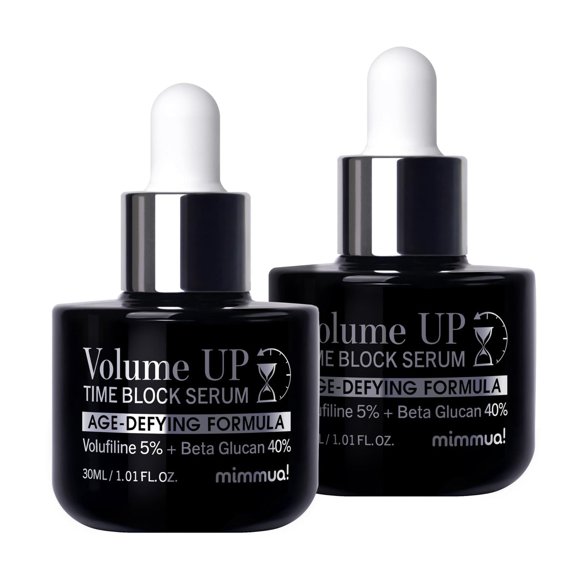 mimmua Volume Up Time Block Serum bottle for daily anti-aging care, smoothing wrinkles.