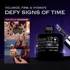 Face application on forehead shows potential wrinkle smoothing with mimmua serum
