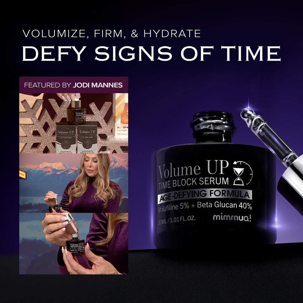 mimmua Volume Up Time Block Serum two-pack highlights value and ongoing use.