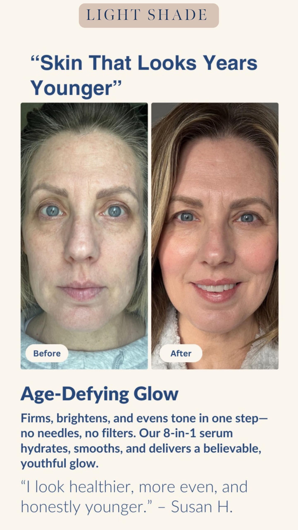 Mimosa Lane Self Tanner skin close-up shows even tone and glow.