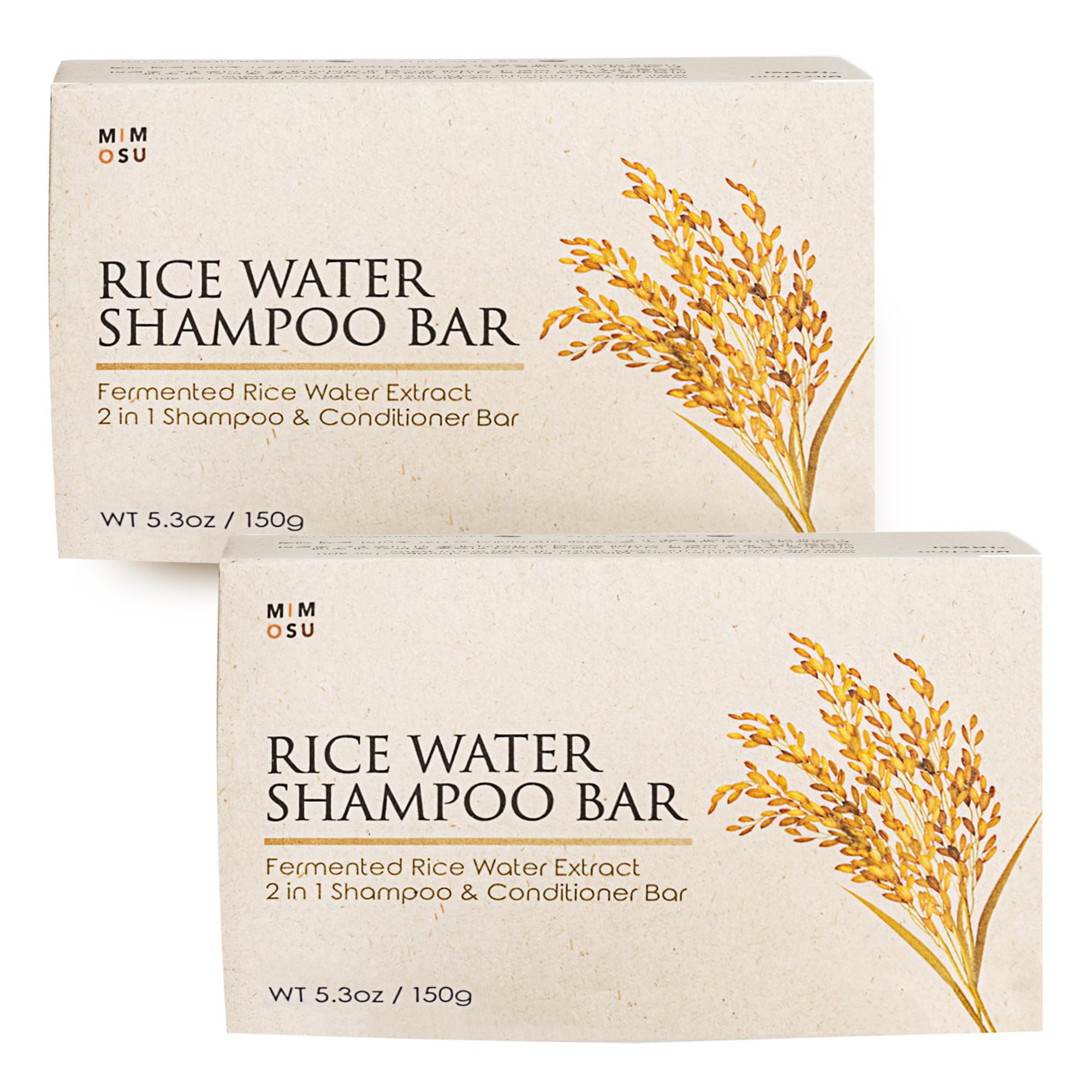 mimosu fermented rice water shampoo bar two-pack for everyday cleansing