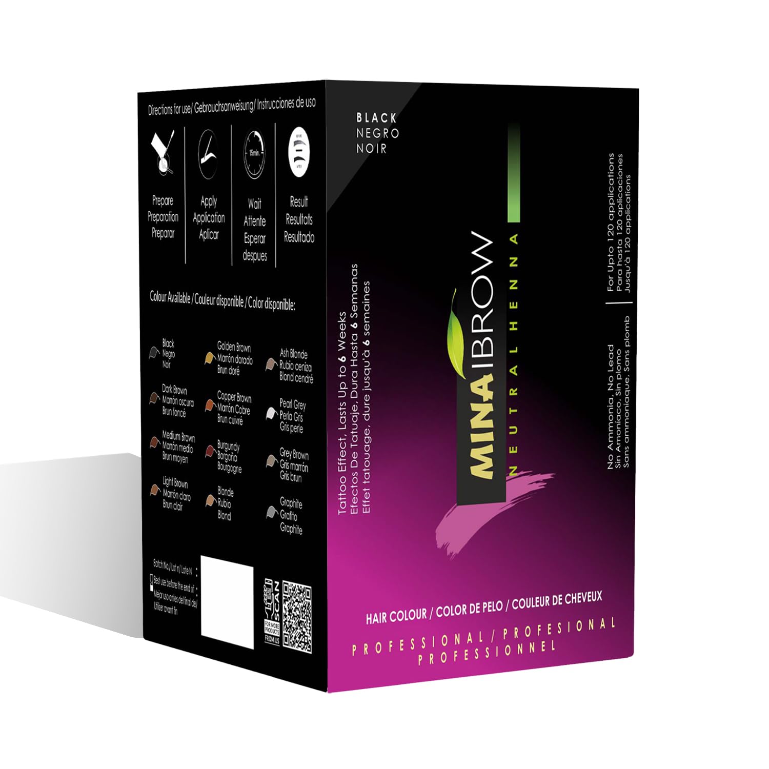 MinaiBrow color refill black pack for natural, lasting tint