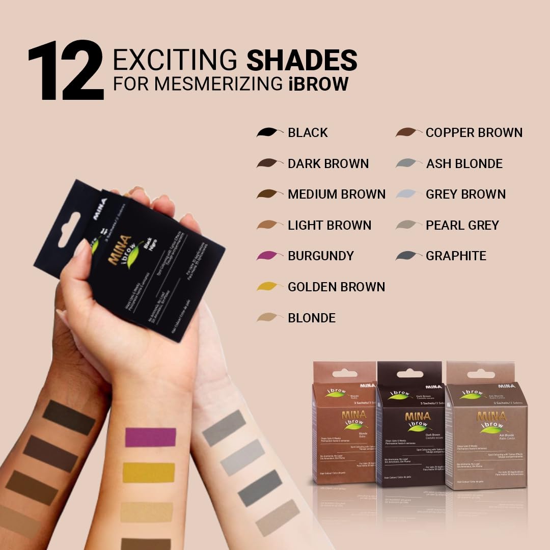 MinaiBrow cruelty-free dye kit with protective gloves for mess-free use.