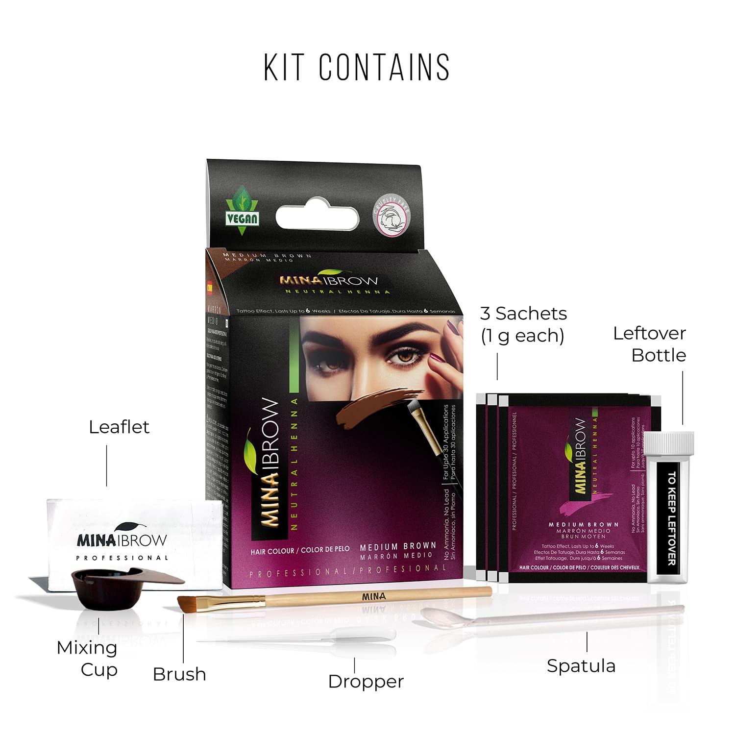 MinaiBrow covers grey up to 30 applications