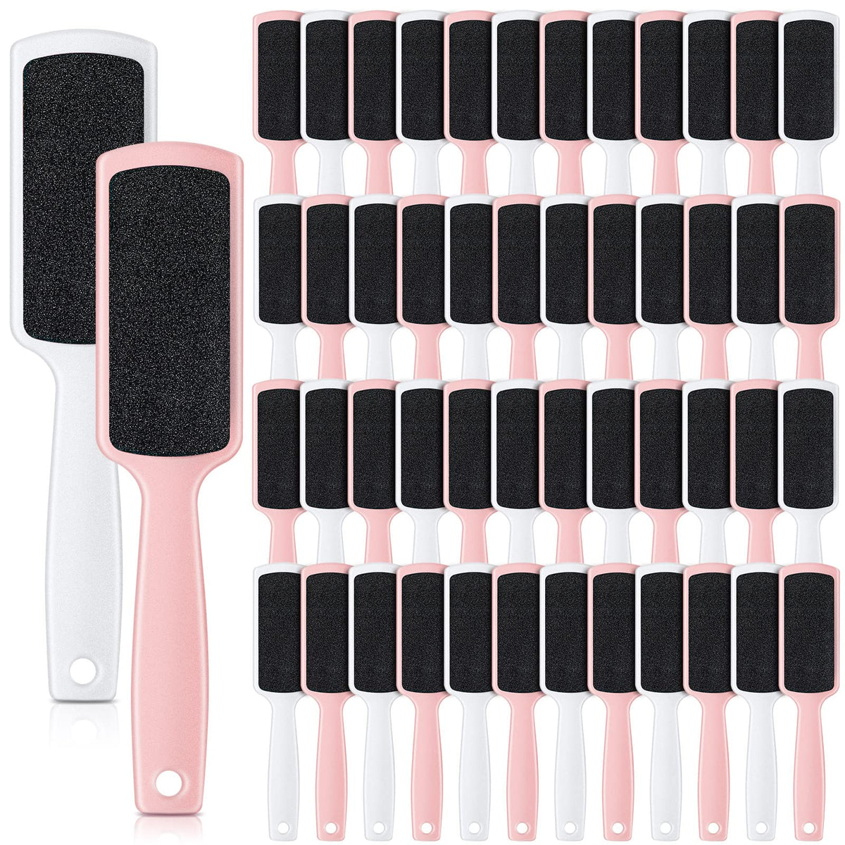 Minatee foot file double-sided pink and white for smoother heels.