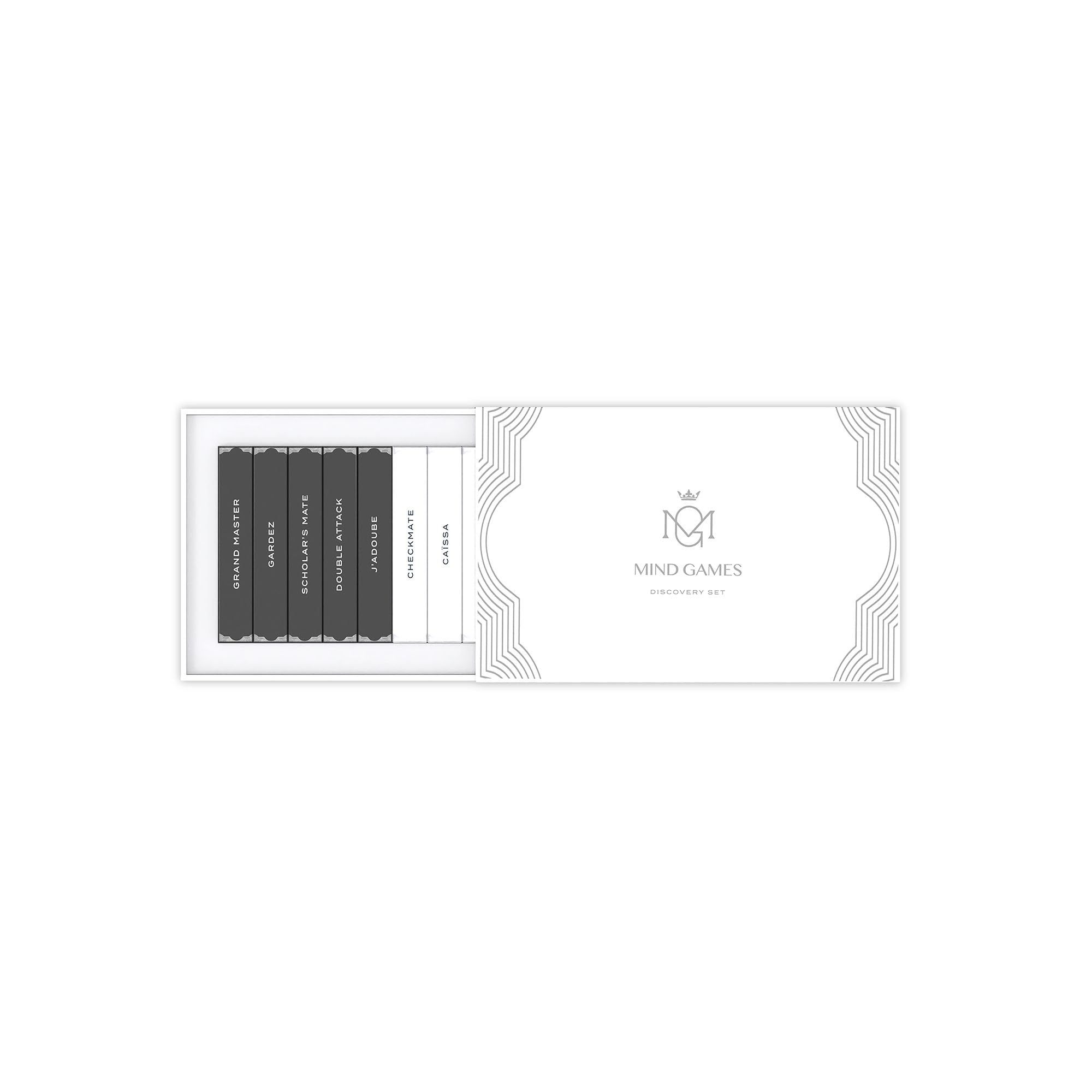 Mind Games 10-piece discovery box with premium perfume samples, ideal for scent exploration.