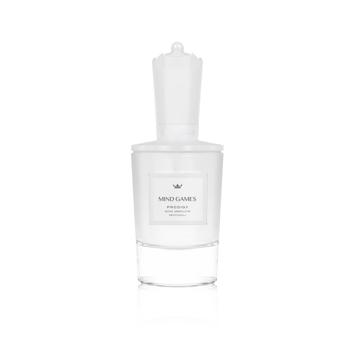 MIND GAMES Prodigy decanter 225ml bottle on display for premium scent moments