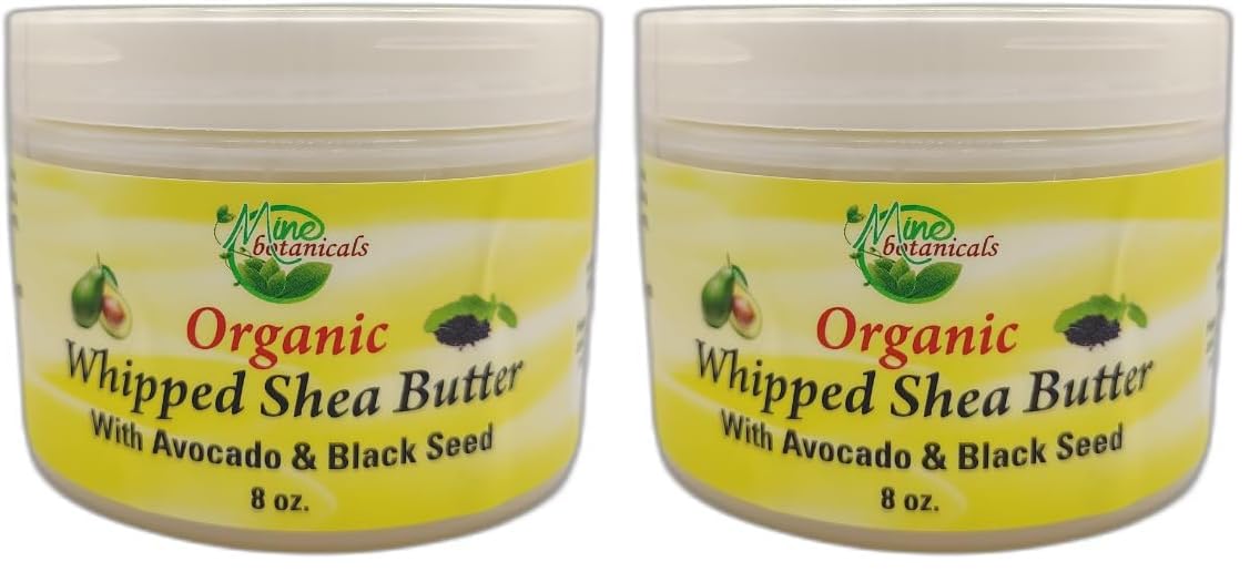 Mine Botanicals whipped shea butter jar close-up showing rich texture for dry skin.