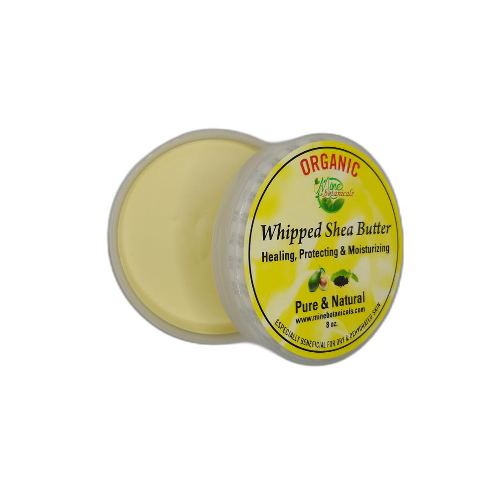 Mine Botanicals whipped shea butter texture close-up shows rich, creamy hydration for sensitive skin