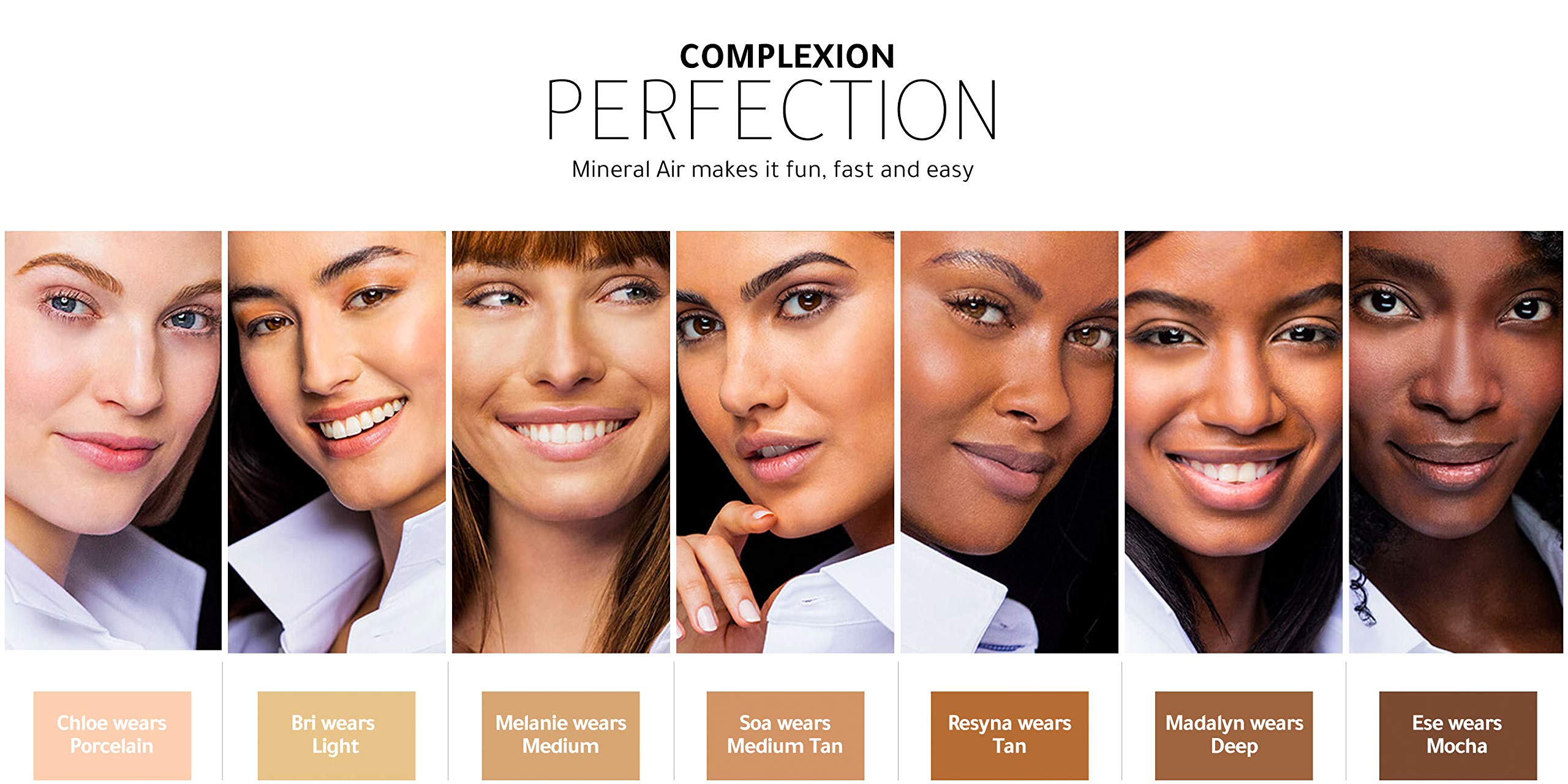 Mineral Air porcelain foundation packaging highlights easy storage and display.
