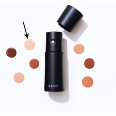 Mineral Air porcelain swatches illustrate color matching options for various skin tones.