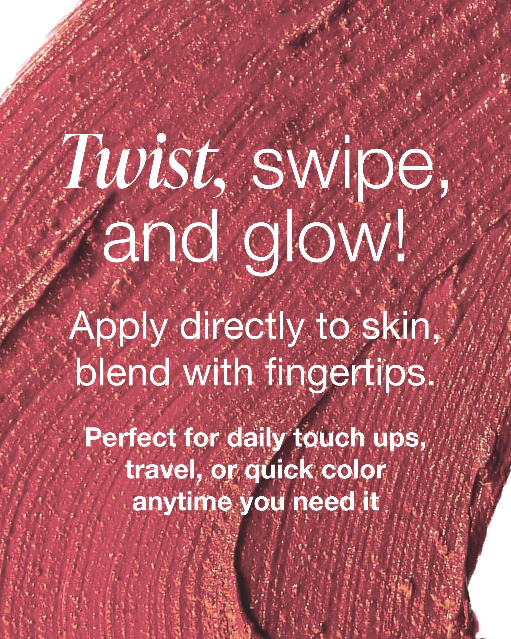 Twist-up cap action shown for fast daily touch-ups with Mineral Fusion.