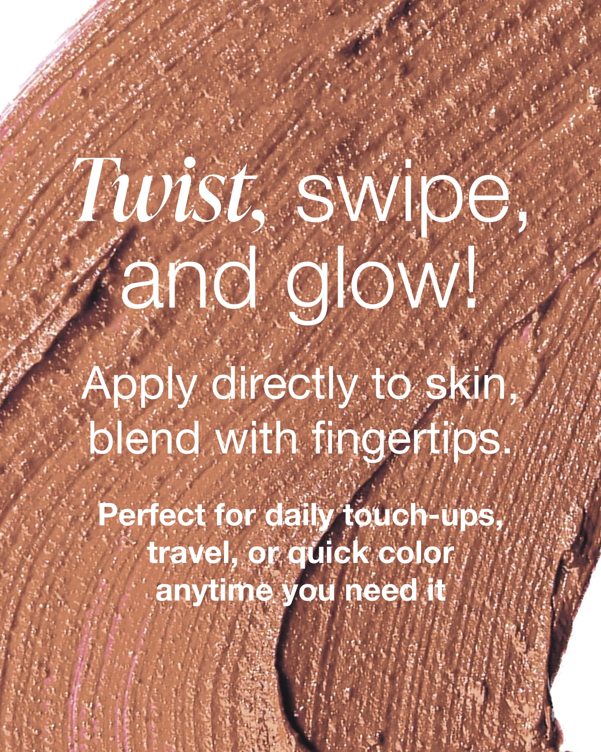 Mineral Fusion color-stick swatch on skin with bronze shimmer.