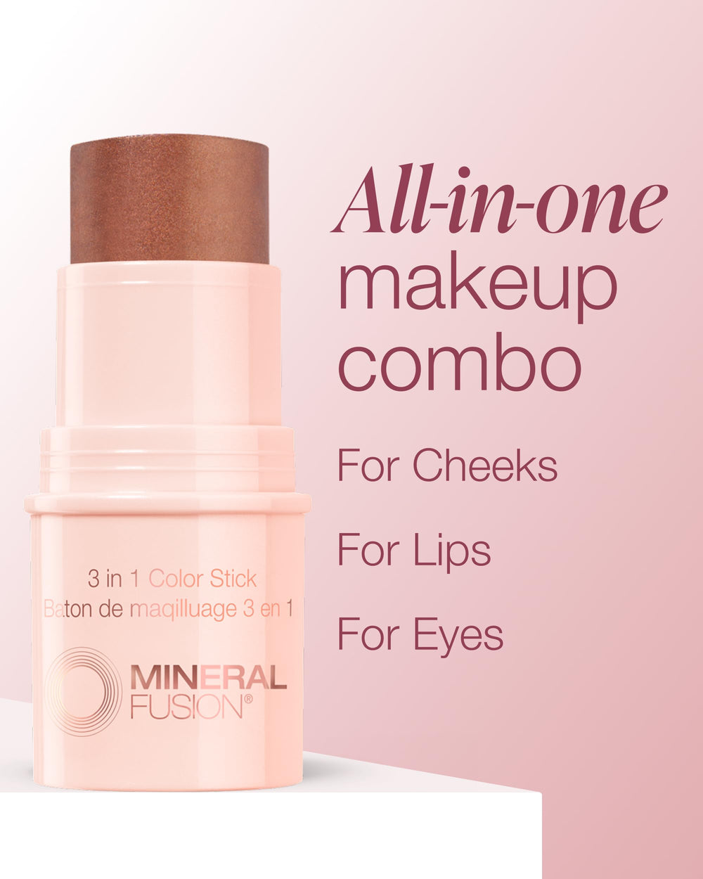 Mineral Fusion twist-tube packaging ideal for quick daily touch-ups.