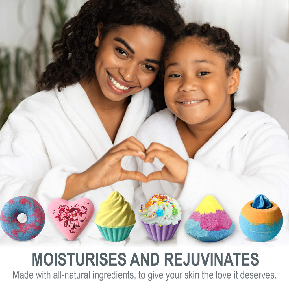 Mineral Me California colorful bubbles bath bomb provides lively fizz during soak.