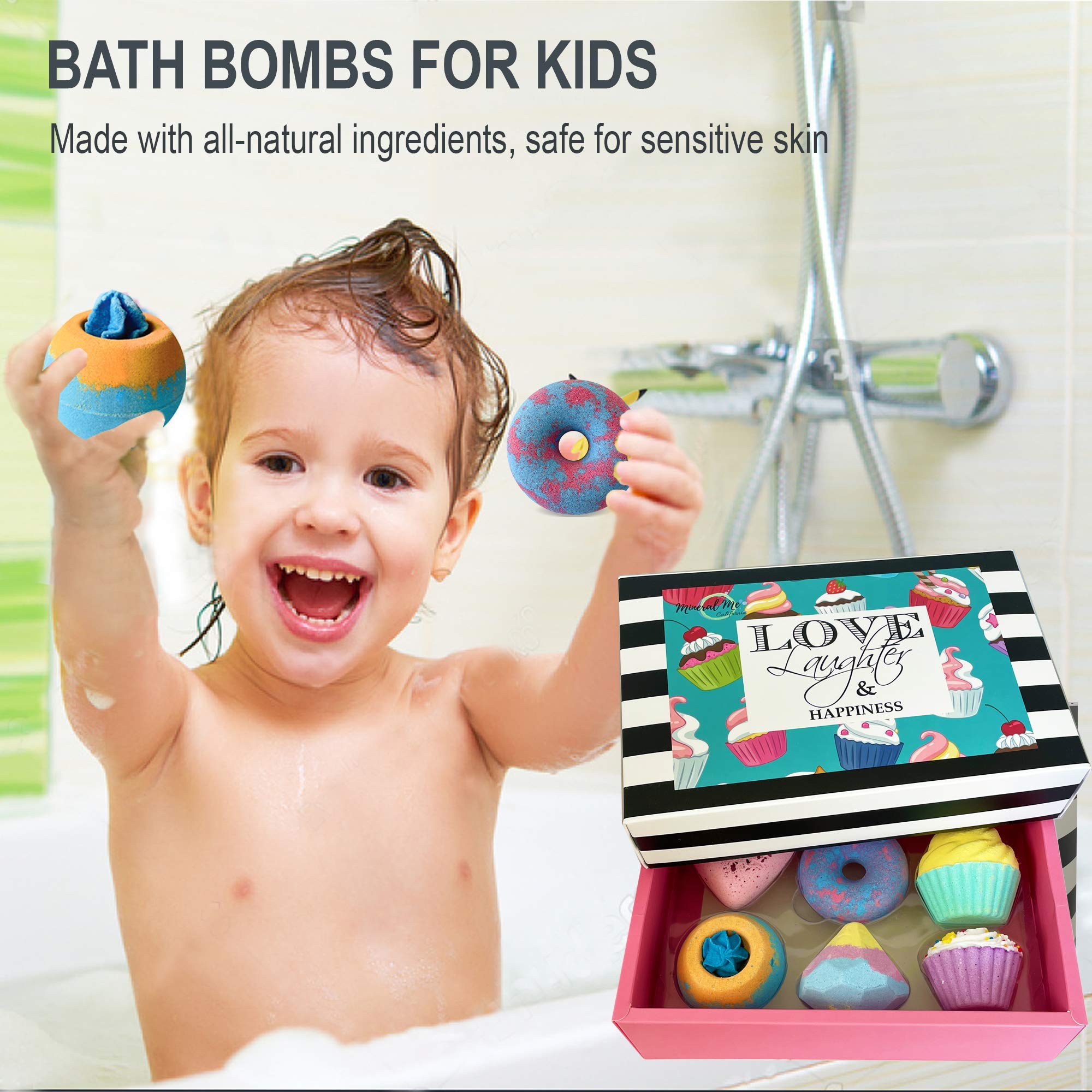 Mineral Me California organic shea butter bath bomb nourishes and hydrates skin.