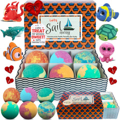 Mineral Me California bath bombs for kids with surprise toy inside in a six-pack.
