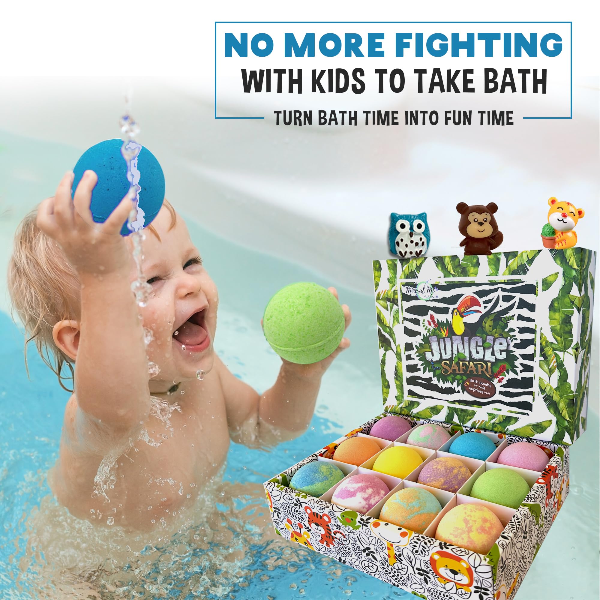 Birthday gift set: Mineral Me California bath bombs for kids.