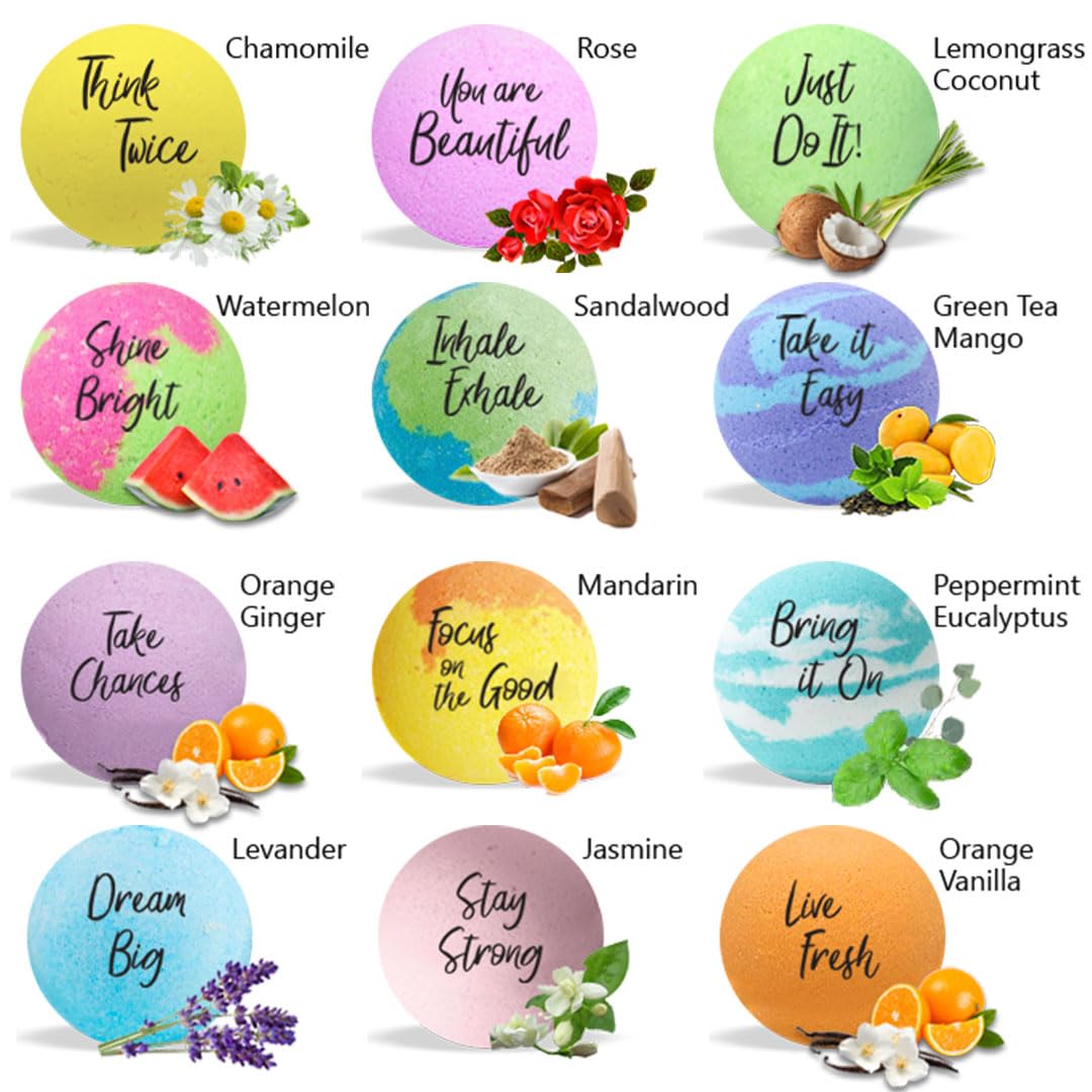 Mineral Me California inspirational quote label on bath bomb packaging for daily motivation.
