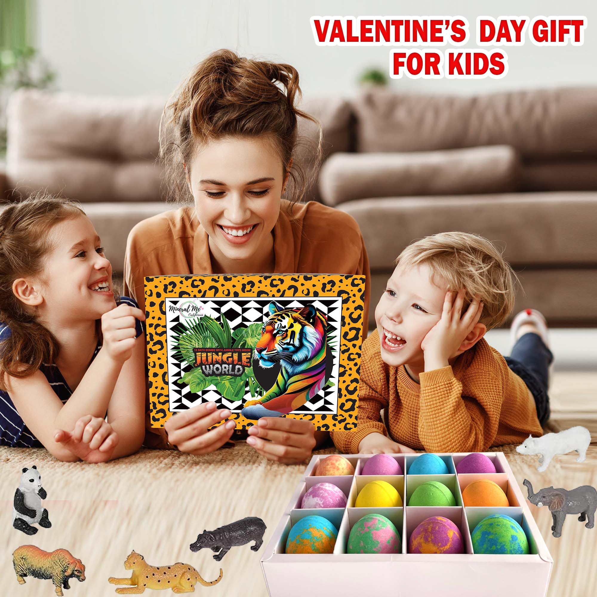 Mineral Me California bath bombs reveal jungle toy inside for imaginative play