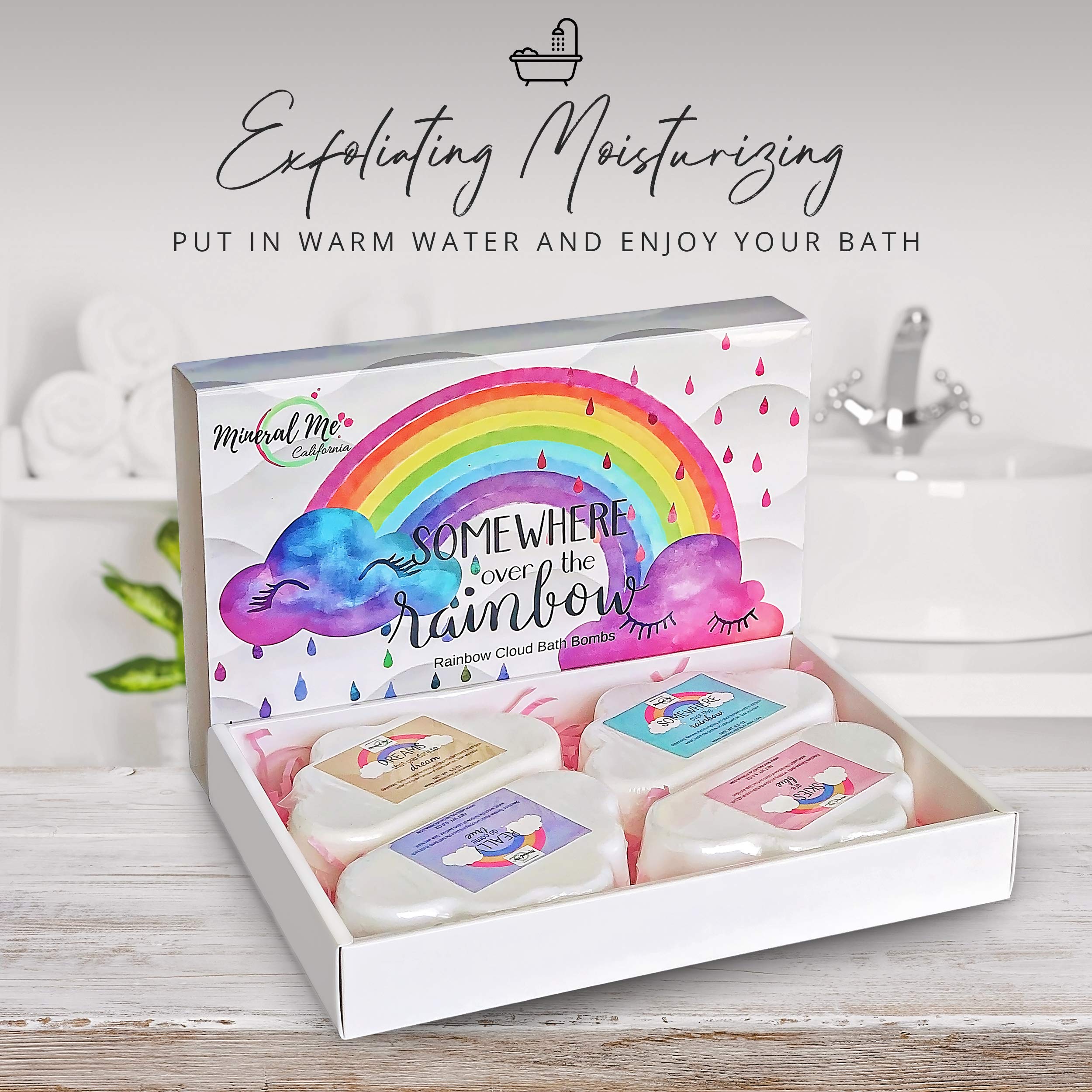Mineral Me California bath bomb with organic shea butter for moisturized skin
