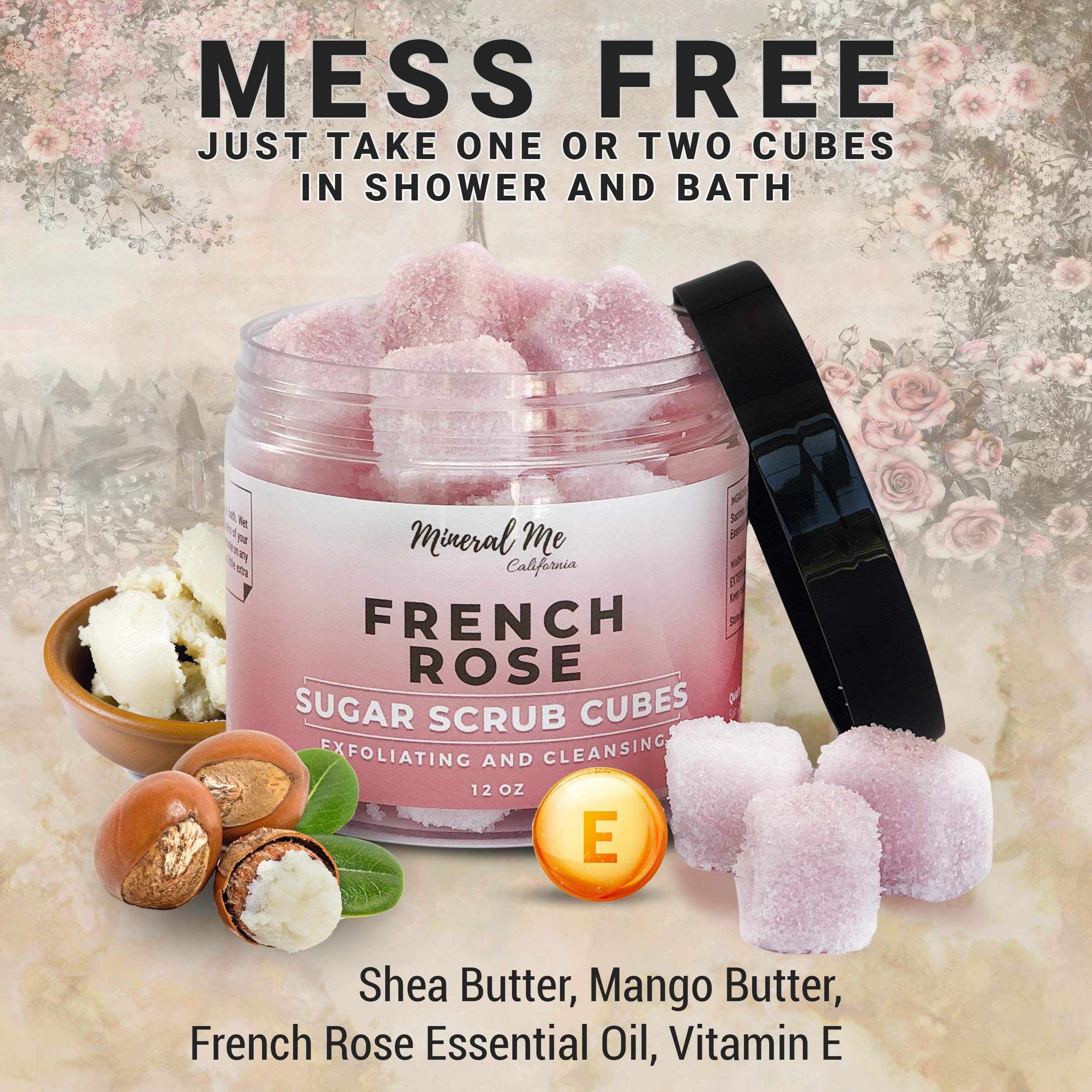 Mineral Me California sensitive-skin friendly scrub with fine sugar for gentle exfoliation