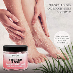 Mineral Me California shea butter body scrub featuring rose scent for spa-like exfoliation